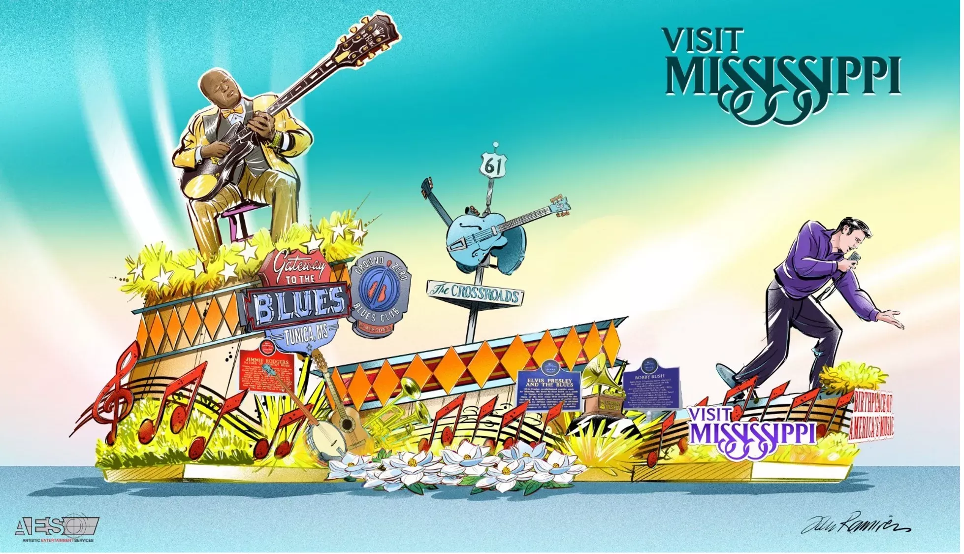 Float Rendering Visit Mississippi Rose Bowl